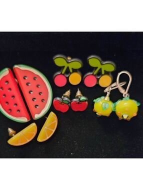 Bundle Of 5 Pairs Of Fruit Earrings